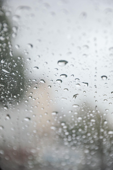 Raindrops on glass, a quiet rainy-day mood
